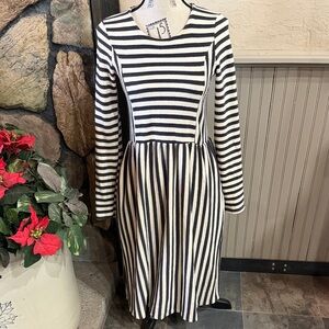 Orange Creek Black and White Striped Long Sleeve Dress